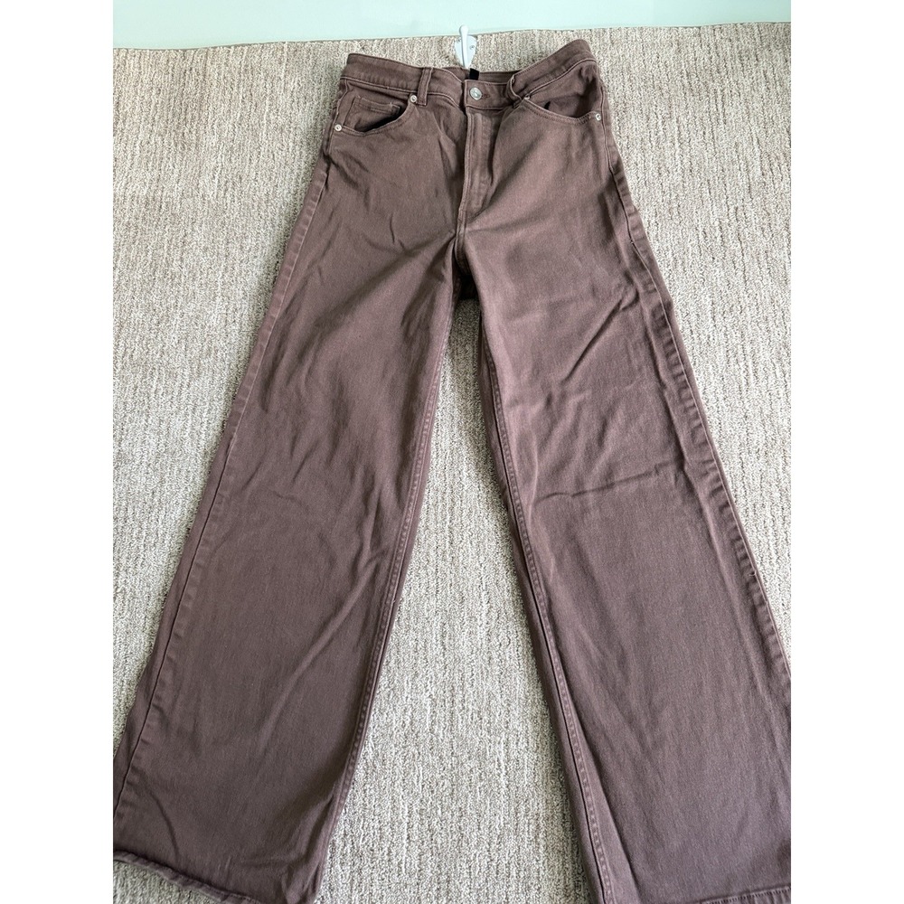 H&M Divided Brown High Rise Wide Leg Jeans Women's 10 Stretch 29x28.5
